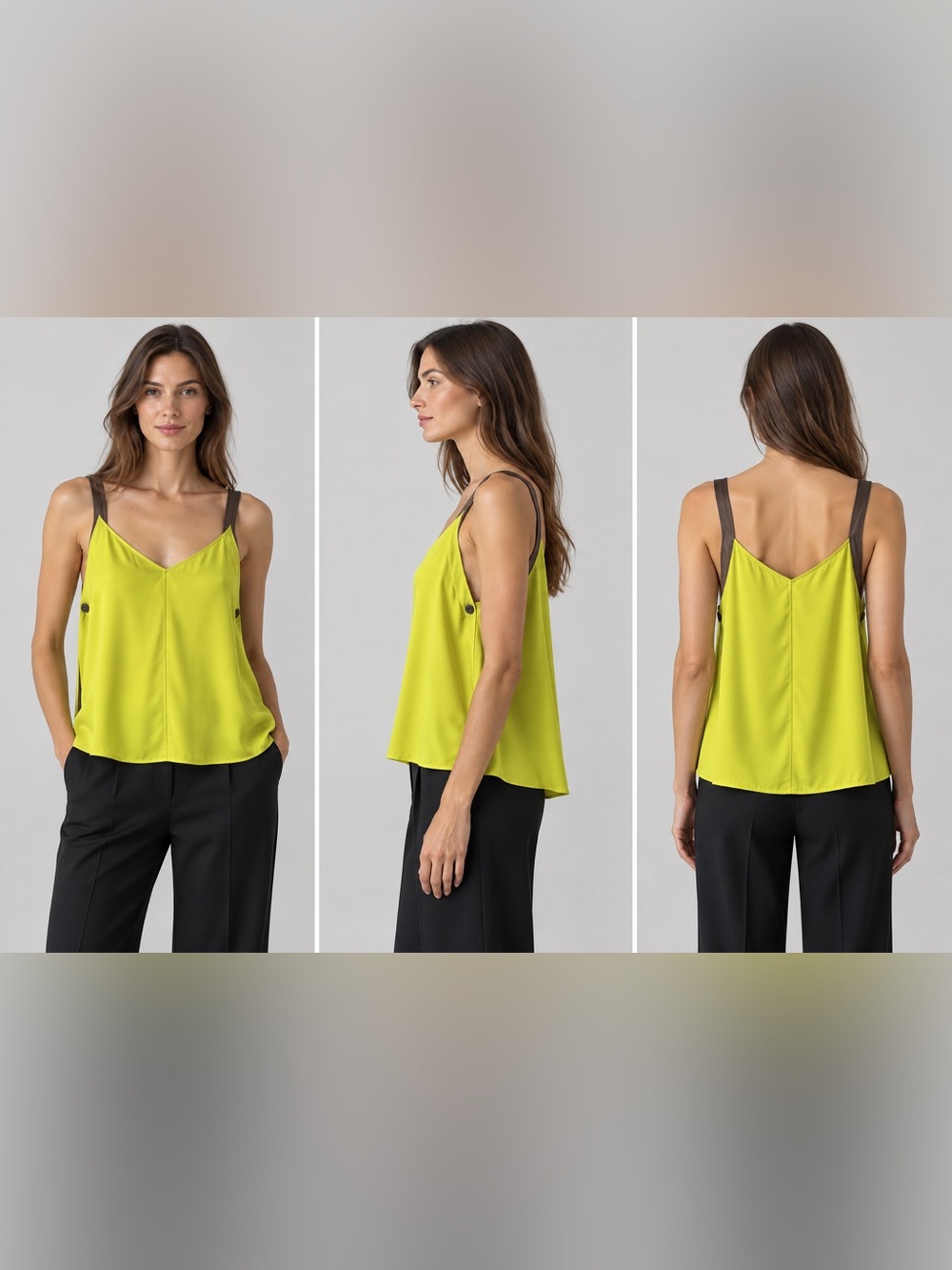 Rag & Bone 100% Silk Chartreuse V-Neck Cami Top Size L